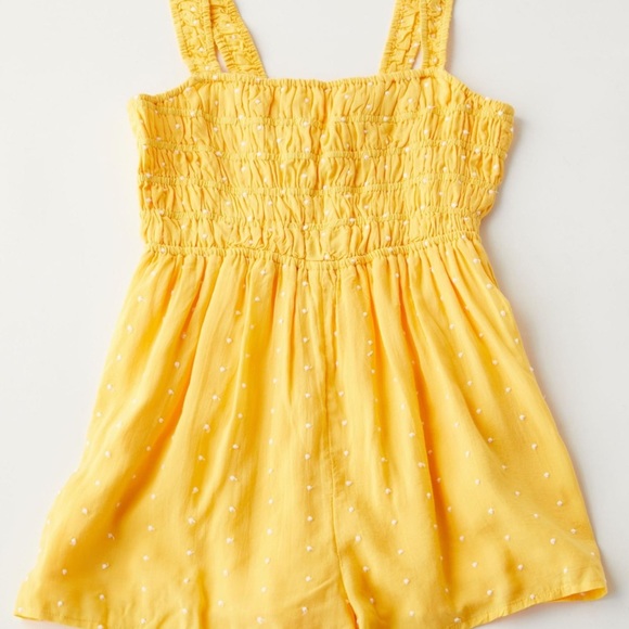 Urban Outfitters Cleo Embroidered Tie-Back Romper Size S In Yellow - Picture 4 of 11